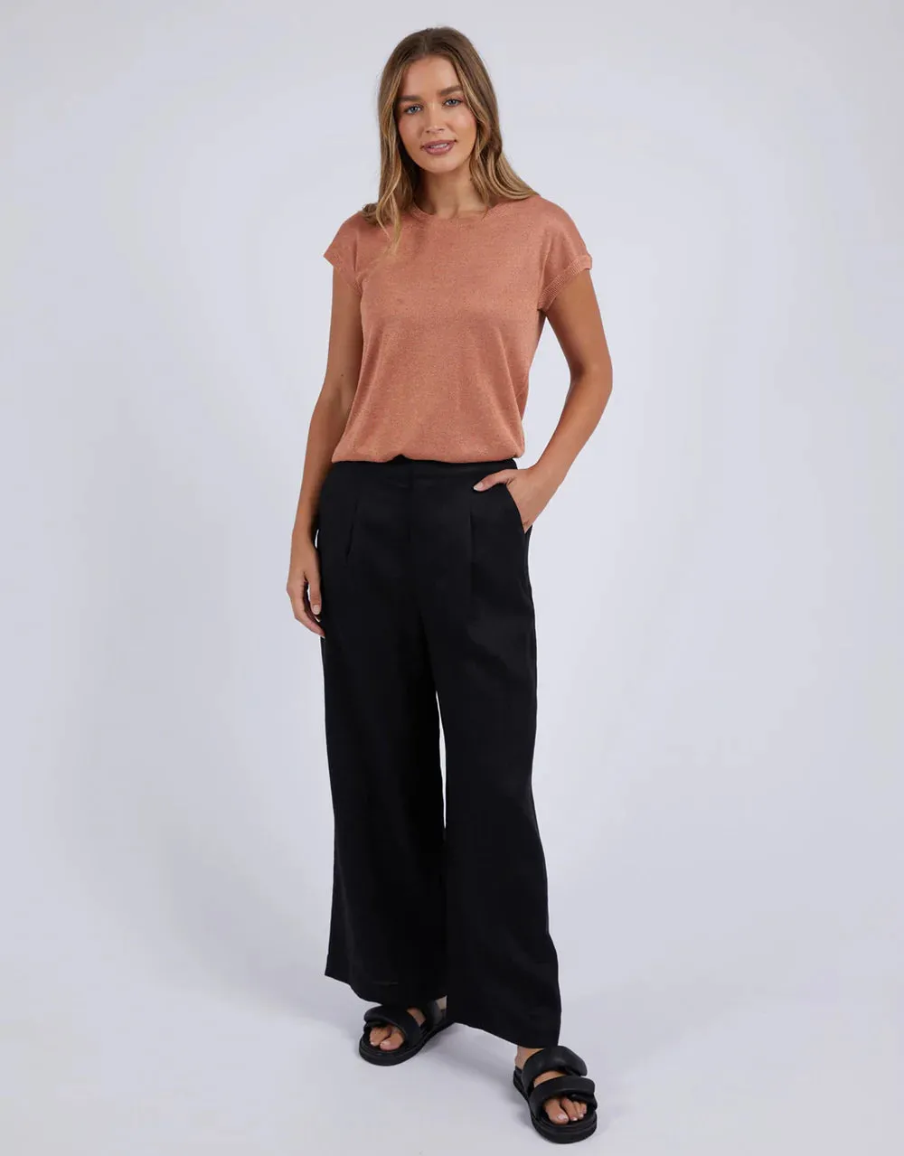 Alma Lurex Knit Top - Clay