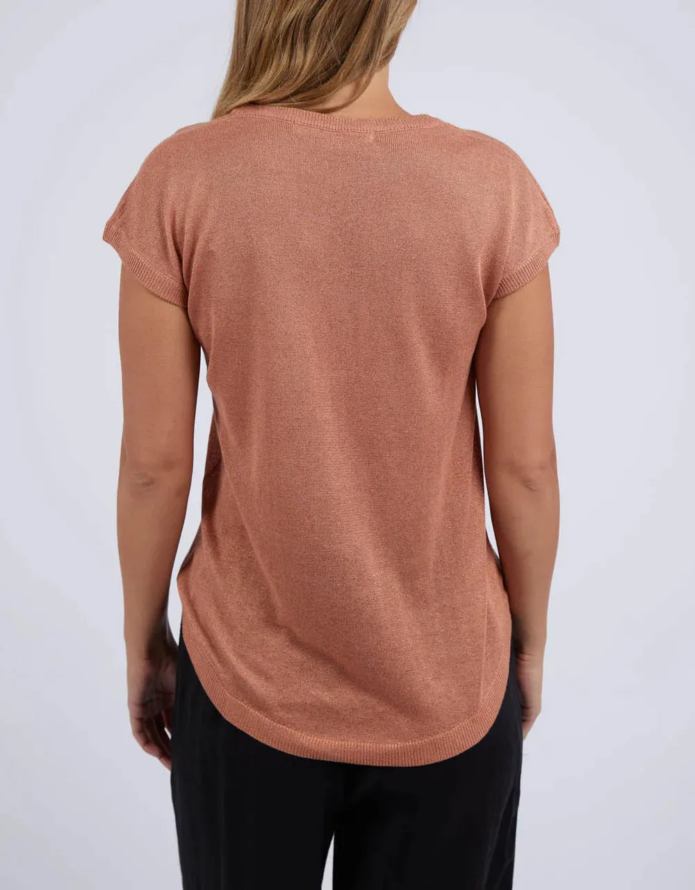 Alma Lurex Knit Top - Clay