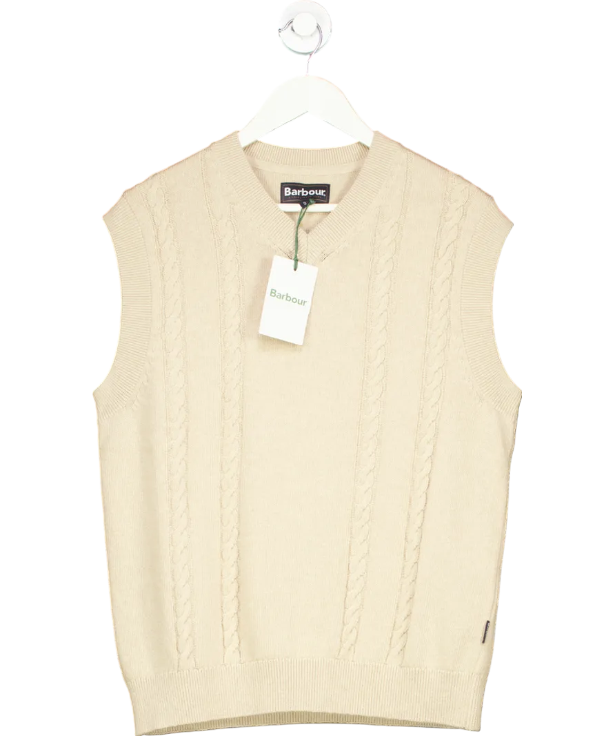 Barbour Beige Navar Knitted Vest UK S