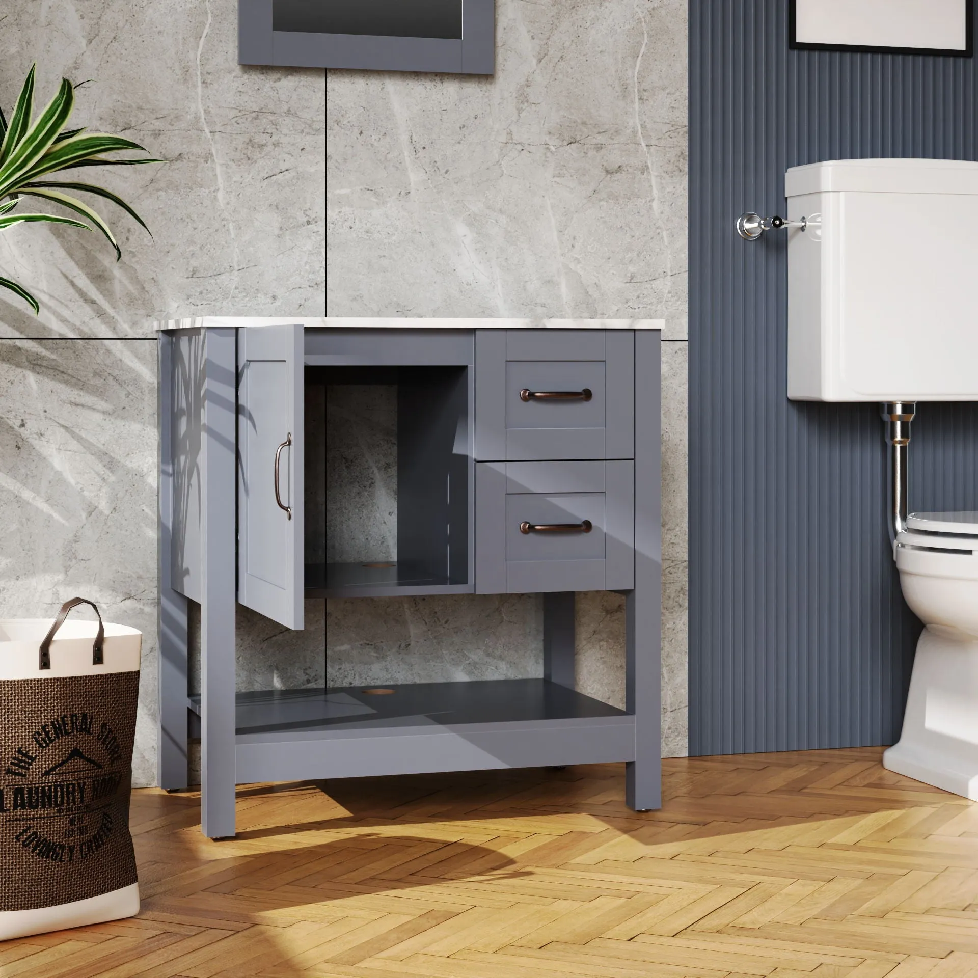Bathroom Vanity With Mirror And Top Only - Gray by Couch.com