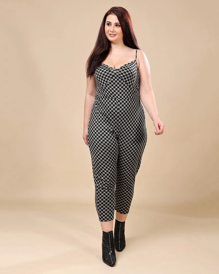 Black & Grey Checked Jumpsuit