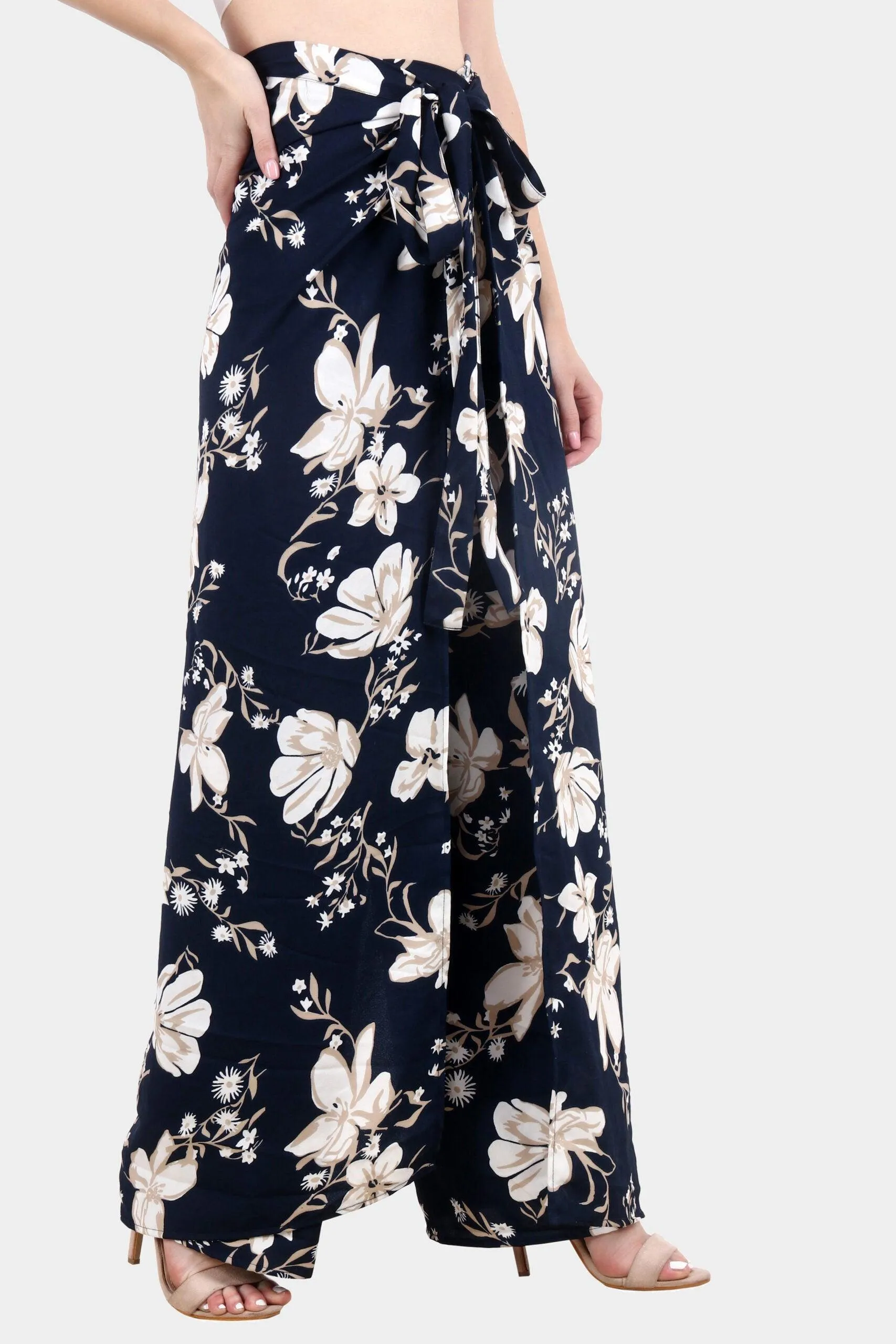 Blue & White Floral Printed Multiwear Jumpsuit/Pant