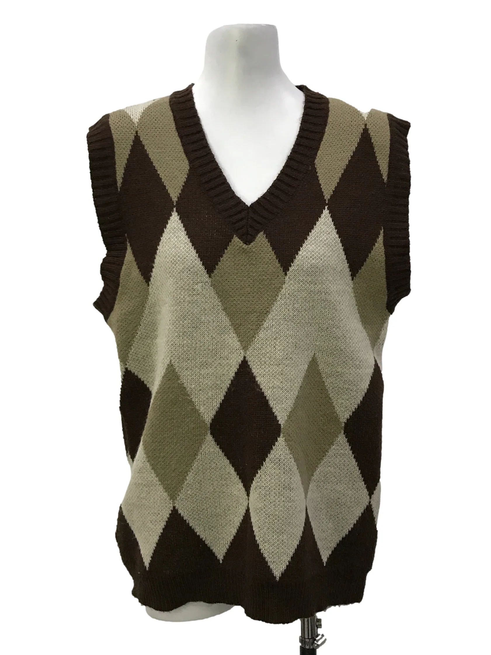 Brown Argyle Knitted Vest