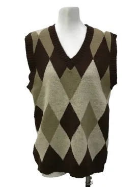 Brown Argyle Knitted Vest