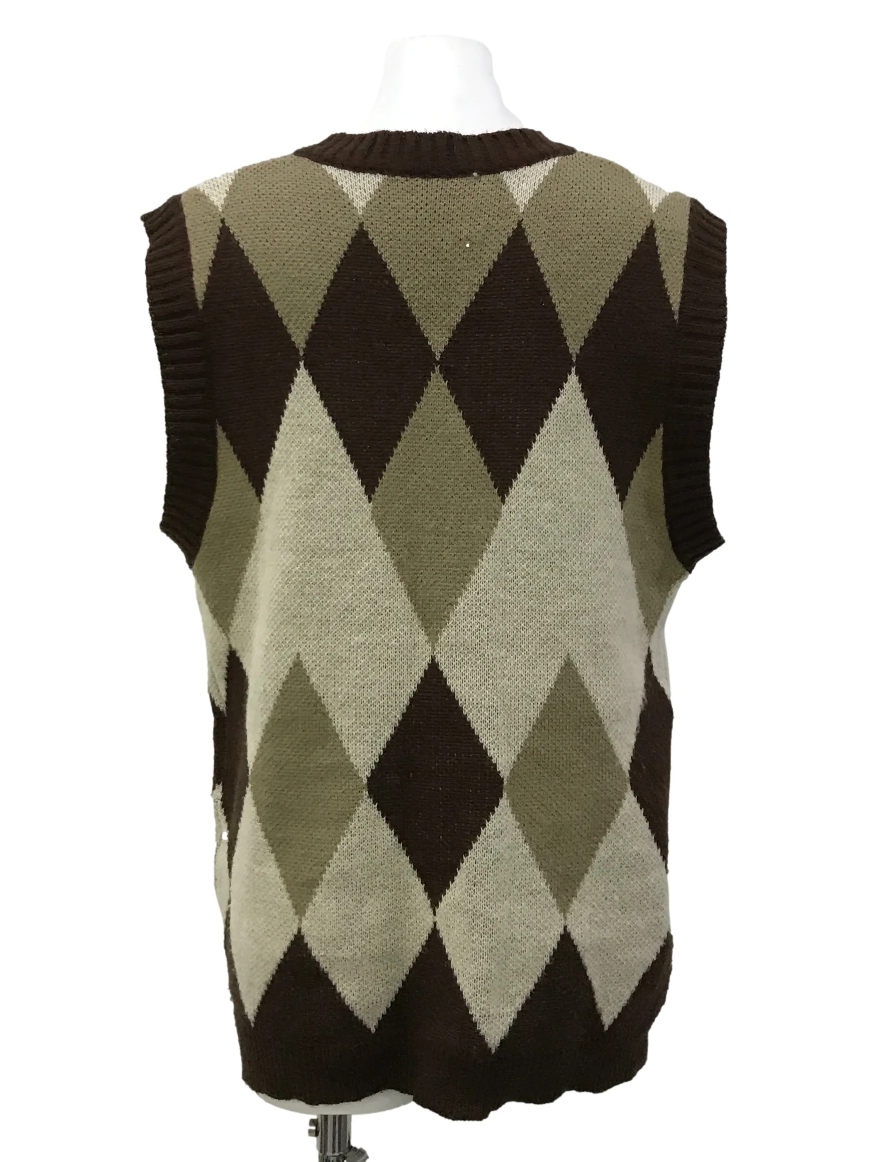 Brown Argyle Knitted Vest