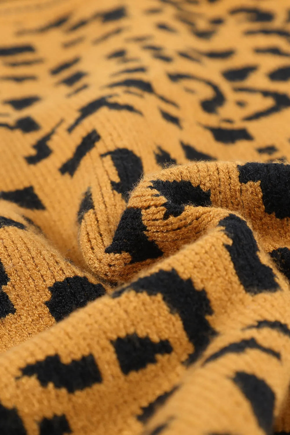 Brown Leopard Print Knitted Vest Sweater