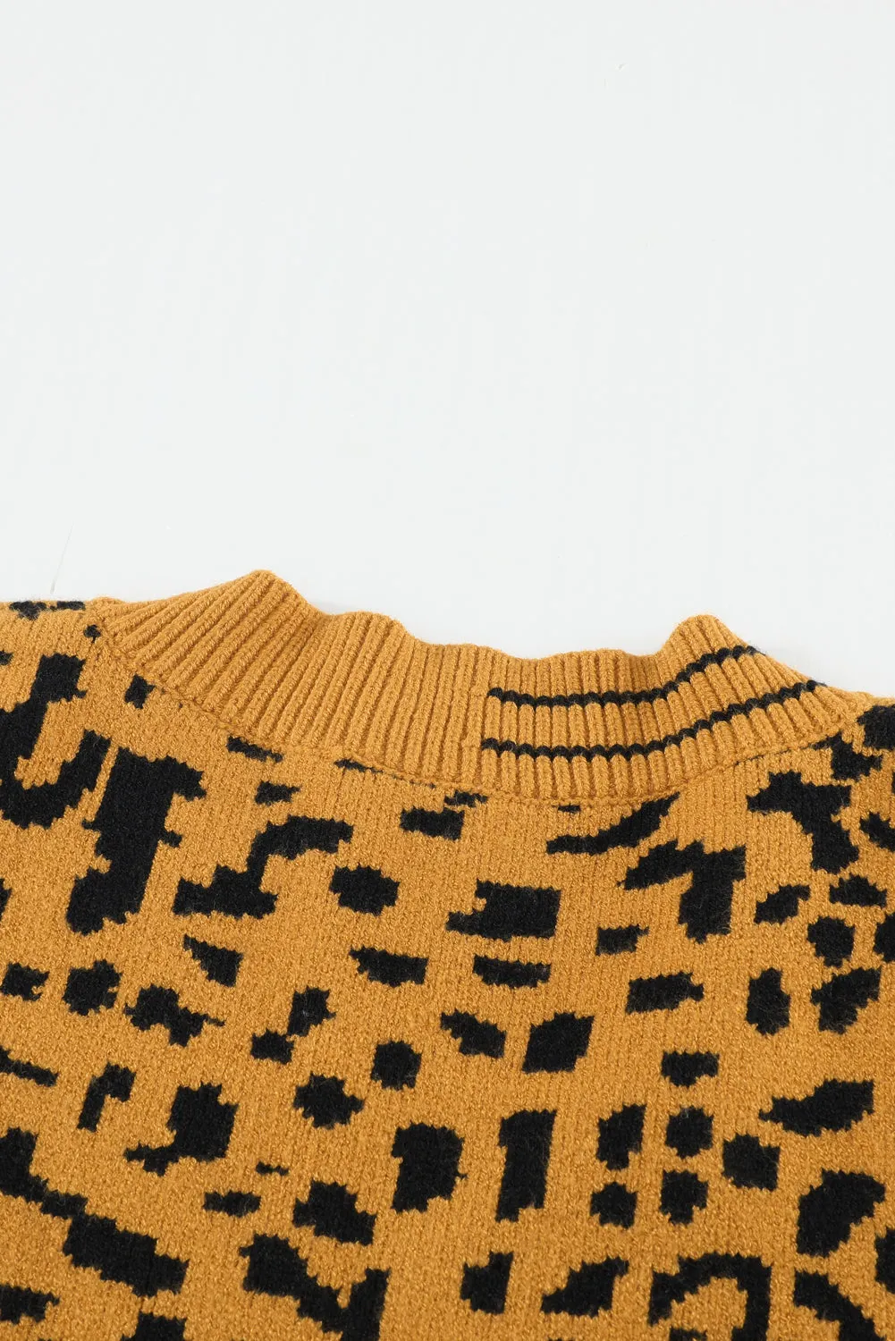 Brown Leopard Print Knitted Vest Sweater