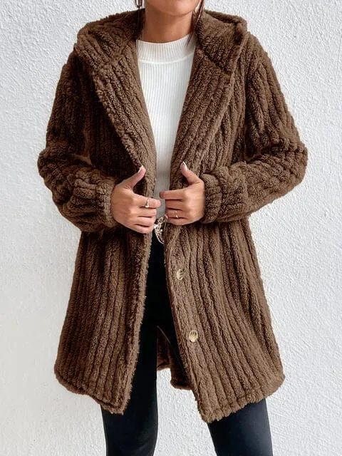 Button Down Hooded Coat