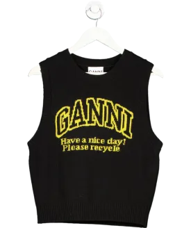 Ganni Black Knitted ‘Have a Nice Day’ Vest UK M