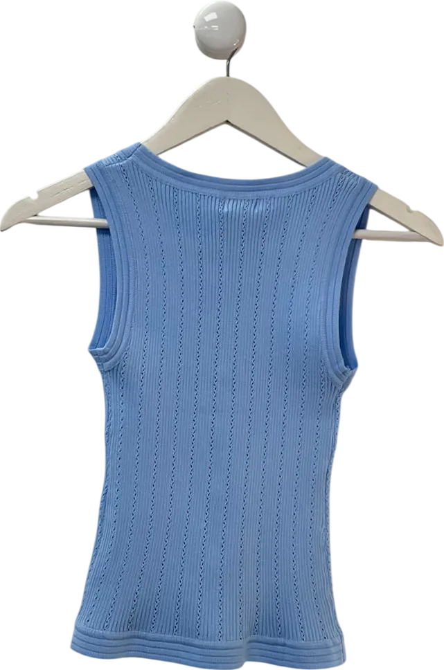 Giorgia Blue Button Detail Knitted Vest Top UK S/M