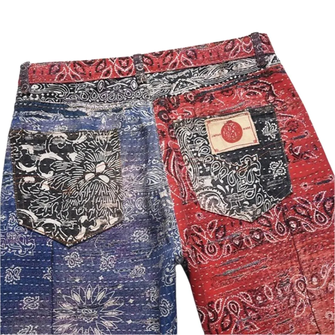 Indigo Distressed Paisley Jeans