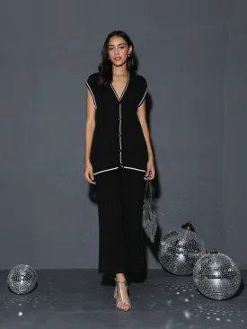 Knitted Vest Coord with Lounge Pants in Charcoal