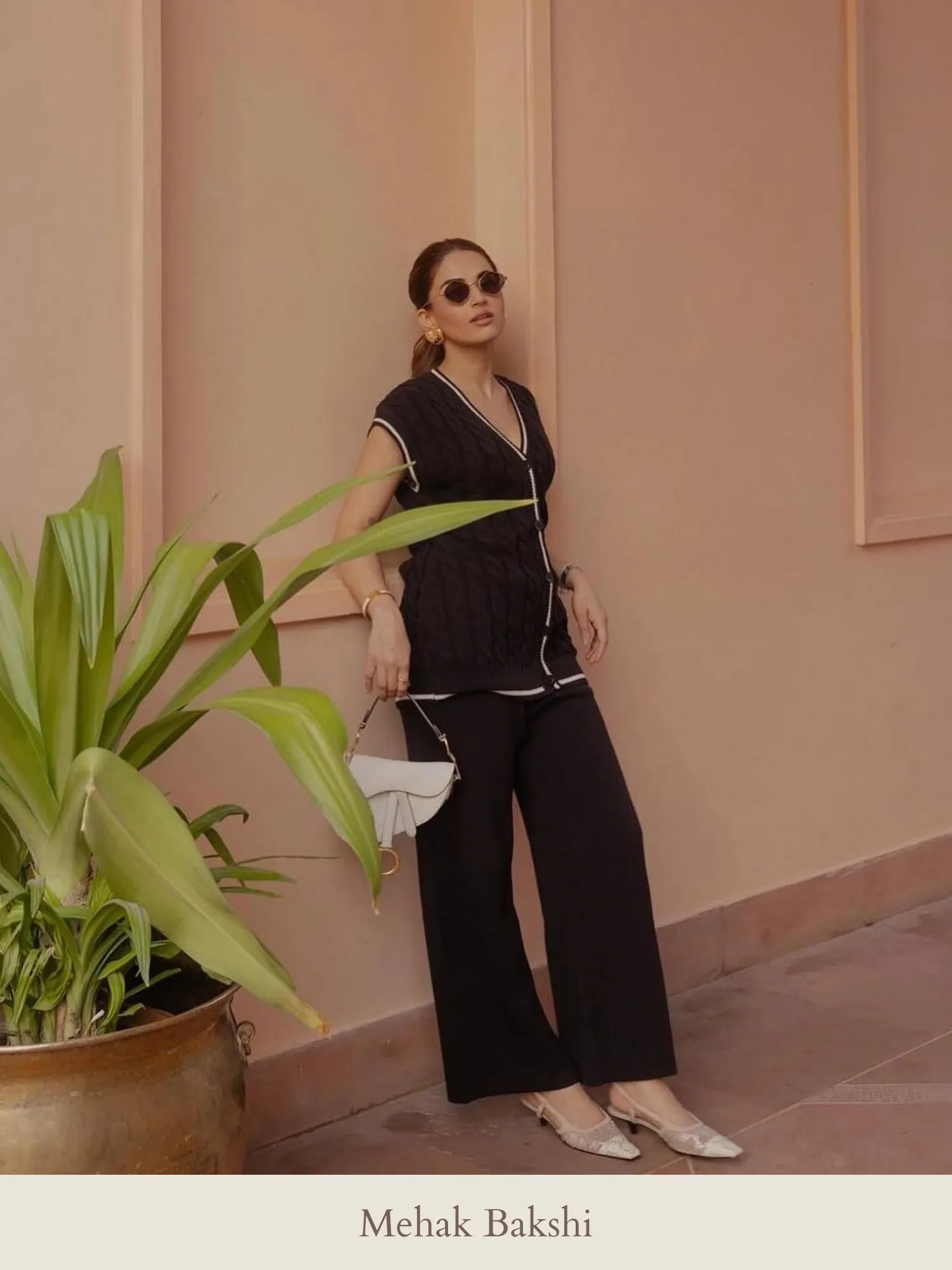 Knitted Vest Coord with Lounge Pants in Charcoal
