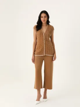 Knitted Vest Coord with Lounge Pants in Mocha