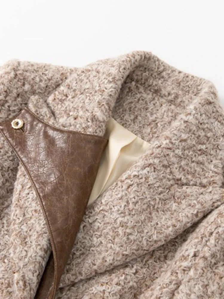 Lapel Splice Belt Windbreaker Coat