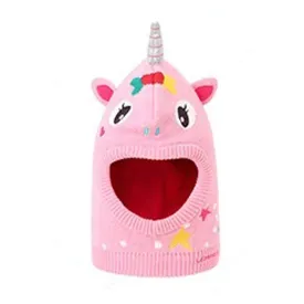 Little Surprise Box Knitted Pink Star Unicorn Theme Winter Cap Covering  Neck , Ears And Head For Minus Degree Temperature, 5 yrs And Above