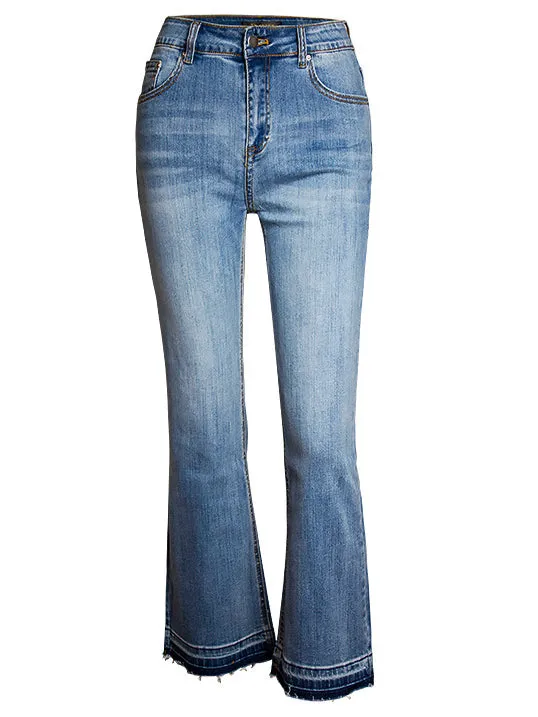 Nvuvu Casual Stretch Gradient Flare Jeans