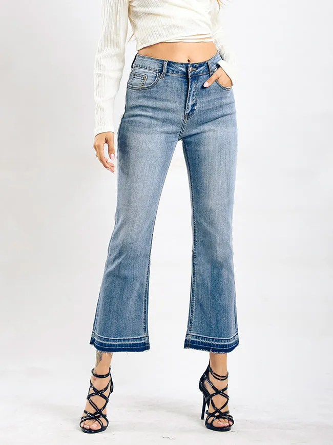 Nvuvu Casual Stretch Gradient Flare Jeans