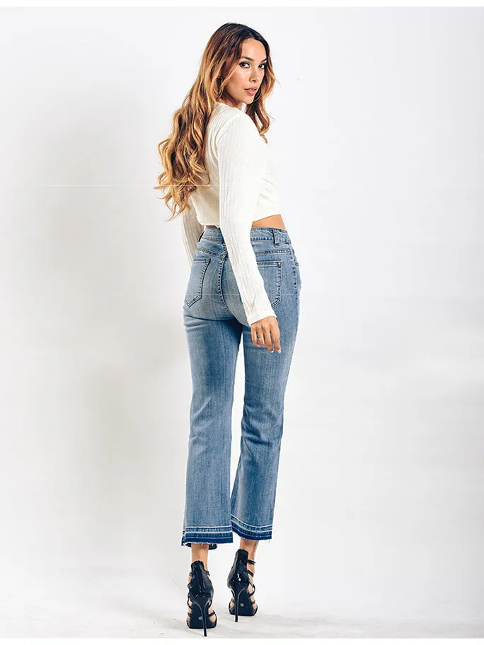 Nvuvu Casual Stretch Gradient Flare Jeans