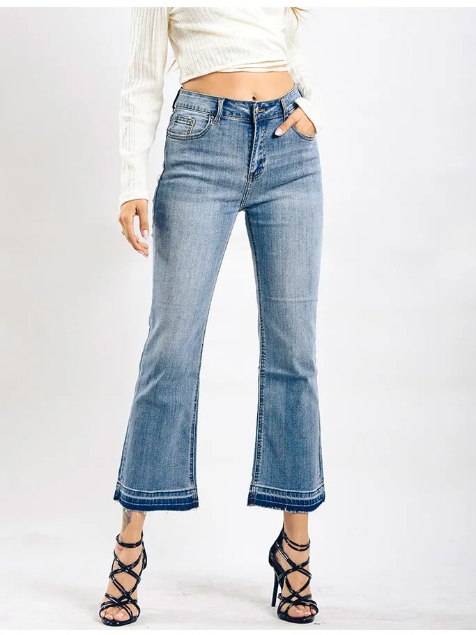 Nvuvu Casual Stretch Gradient Flare Jeans