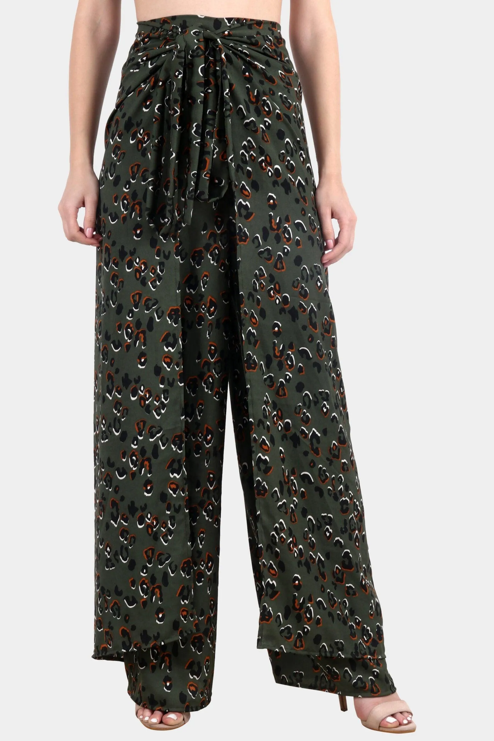 Olive Green Leopard Printed Multiwear Jumpsuit/Pant