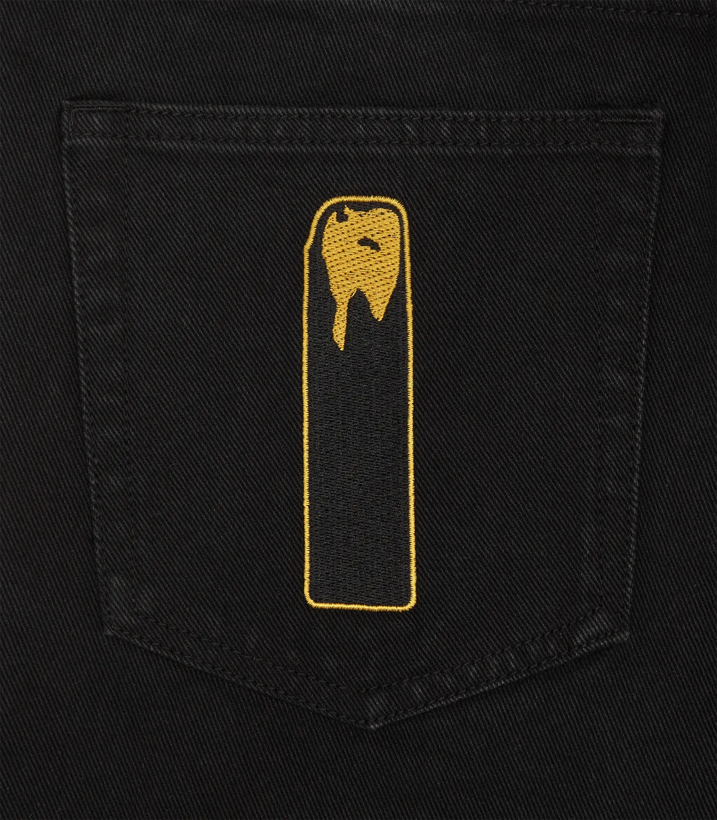 RHINESTONE RUNNING DOG DENIM PANTS - BLACK