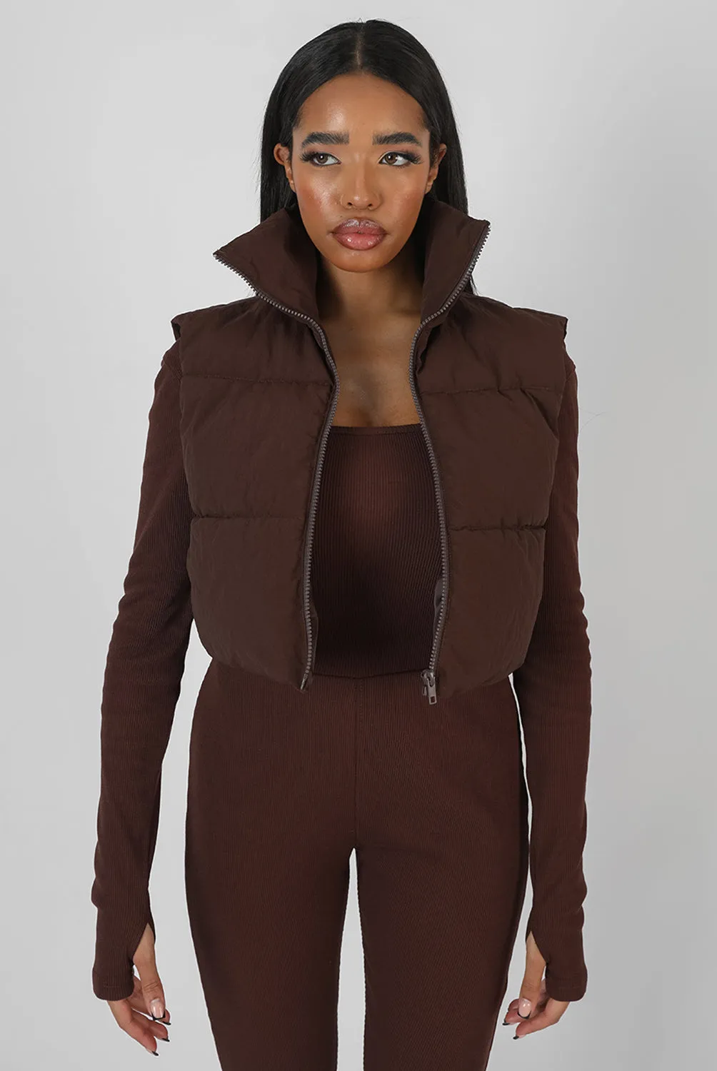Rib Square Neck Legging Unitard Jumpsuit Chocolate