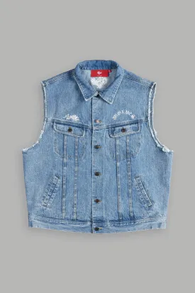 Rose Chopper Clint American Denim Vest in Medium Wash