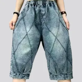 Sanded baggy jeans shorts
 for ladies