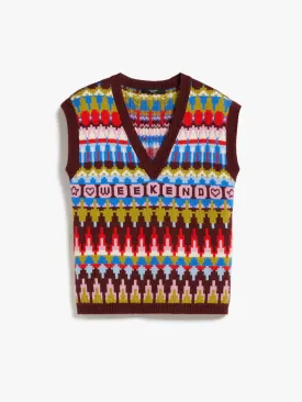 sleeveless jacquard knitted vest