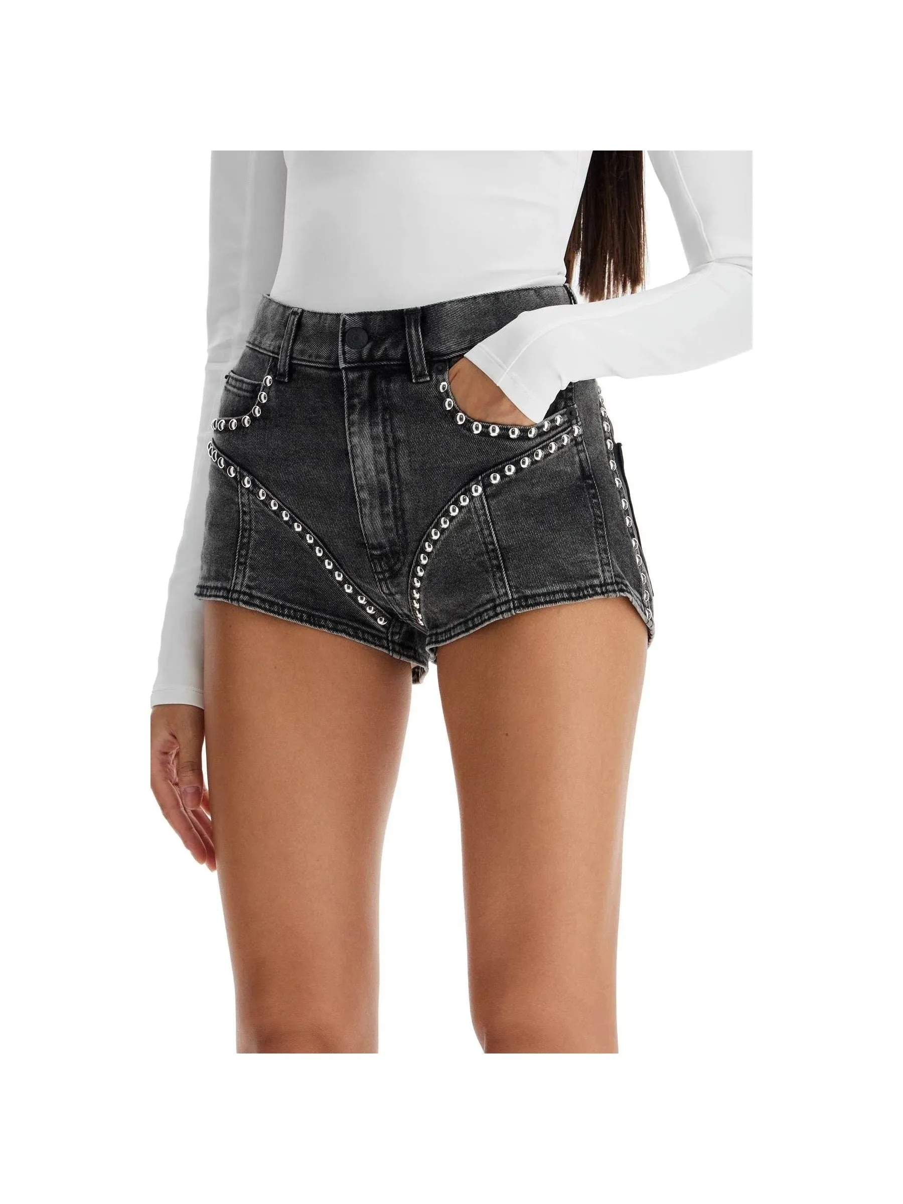 Studded Denim Shorts