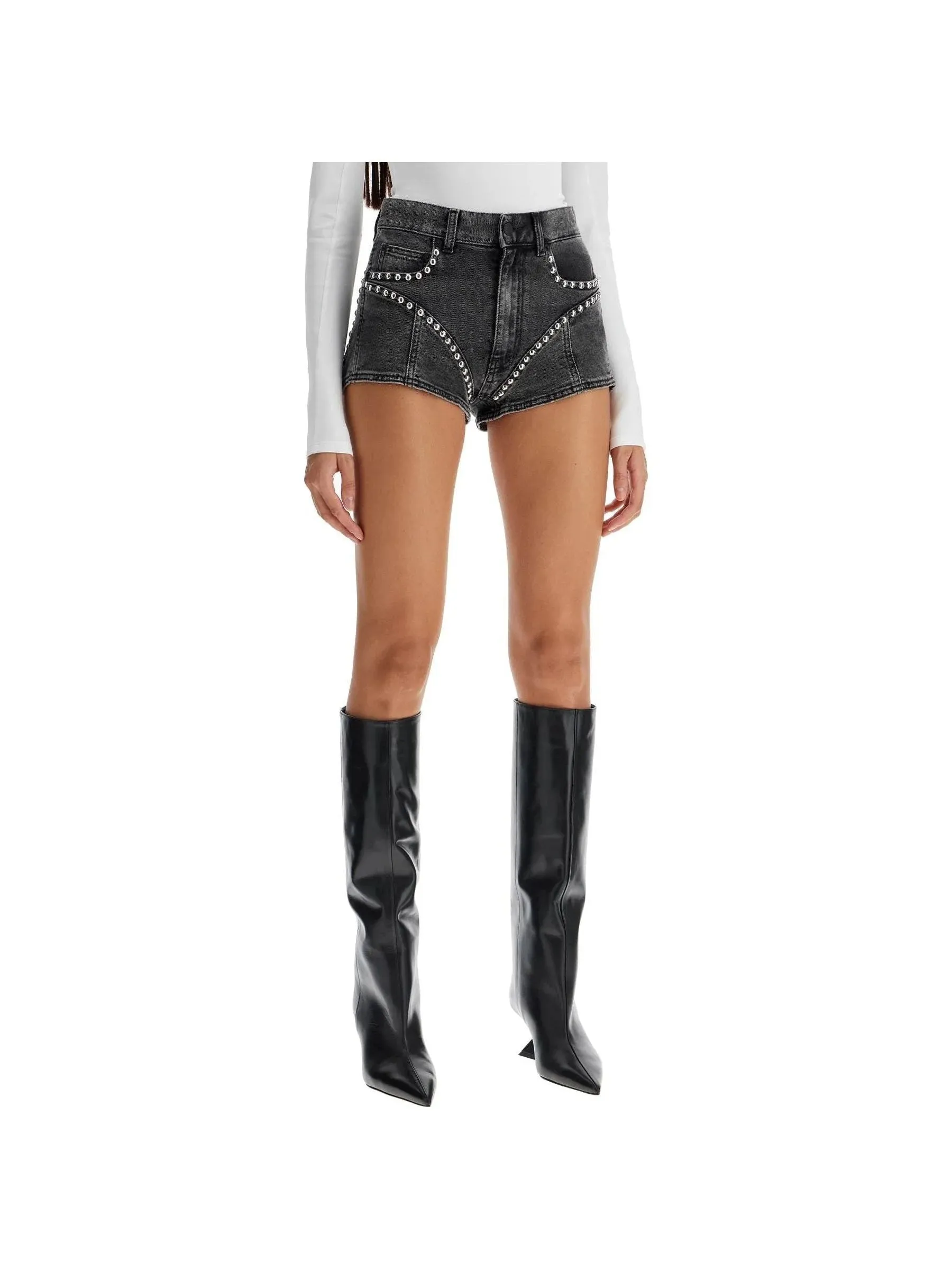Studded Denim Shorts