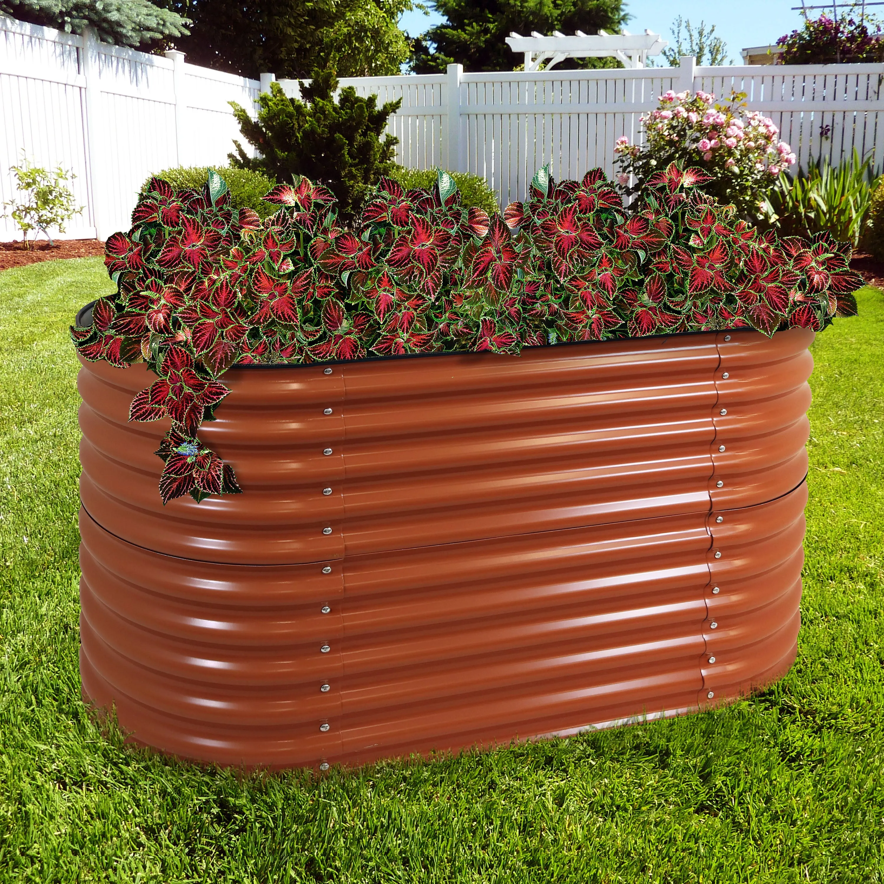 Sunnydaze Stackable Galvalume Steel Raised Garden Bed - 62.5" Oval