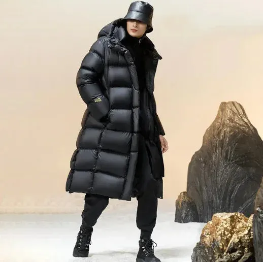 Thick Long Hooded Goose & Duck Down Unisex Outwear