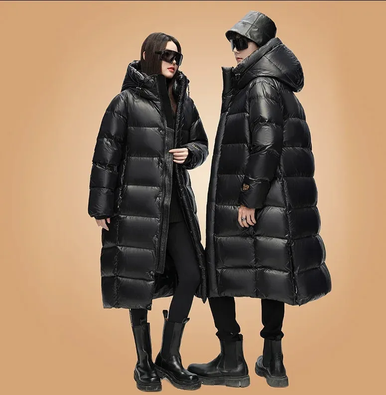 Thick Long Hooded Goose & Duck Down Unisex Outwear