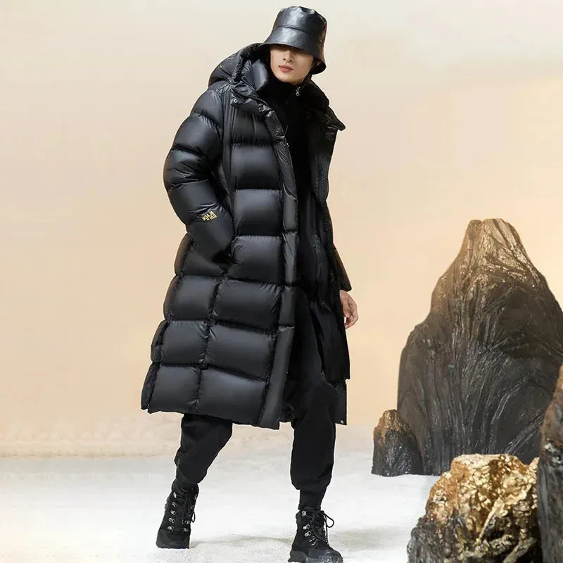 Thick Long Hooded Goose & Duck Down Unisex Outwear