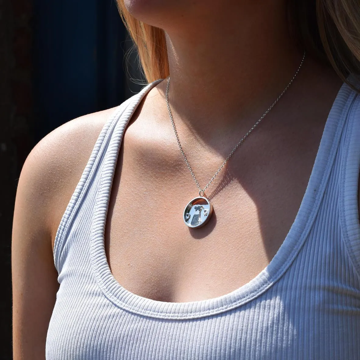 Watching the Flock - Rose Gold and Silver Sheepdog Pendant