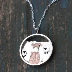 Watching the Flock - Rose Gold and Silver Sheepdog Pendant